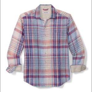 Tommy Bahama Mulina Madras Plaid Linen Shirt XL